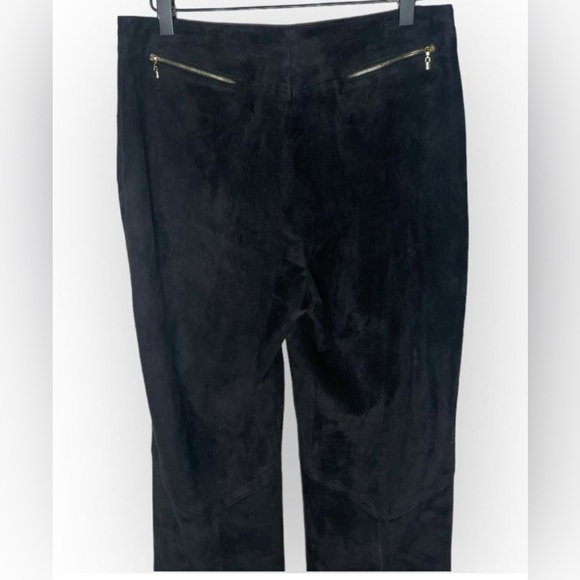 St John black Leather suede pants. Classic elegant quiet luxury classy feminine - Picture 4 of 15